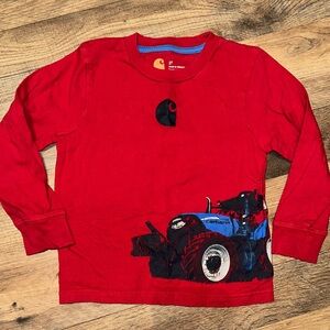 Carhartt Kids Red and Blue Tractor Long Sleeve Tee